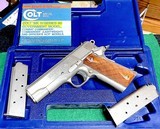 COLT=COMBAT COMMANDER=SERIES 80=STAINLESS STEEL=NEW OLD STOCK=MANUAL=BOX=MADE 1994=TWO MAGAZINES - 1 of 10