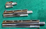 PYTHON BARRELS = THREE (3) = EIGHT (8) INCH = SIX (6) INCH = TWO & a HALF (2.5) INCH = All Bright nickel = appears N.O.S. - 3 of 4