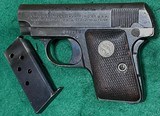 SHOOTER CARRY COLT 1908=.25 CALIBRE ACP = HAMMERLESS = VEST POCKET =MADE 1932 = MECHANICALLY SOUND = - 1 of 9