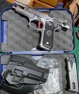 BERETTA=POLISHED STAINLESS STEEL = 92FS = TWO (2) MAGS = FACTORY BOX = HOLSTER = MATCH TRIGGER = - 2 of 8