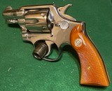 SMITH & WESSON = 2 inch = TRANSITIONAL M & P Revolver = Made 1947 = Custom Grips = Nickel = Original Gold Box - 1 of 14