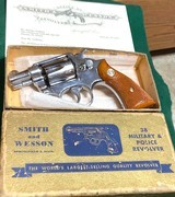 SMITH & WESSON = 2 inch = TRANSITIONAL M & P Revolver = Made 1947 = Custom Grips = Nickel = Original Gold Box - 5 of 14