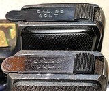 PAIR of COLT vest pocket 1908 HAMMERLESS = 1919 & 1929 Vintage = .25 acp Calibre = blue = Different Grip style - 9 of 9