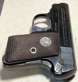 PAIR of COLT vest pocket 1908 HAMMERLESS = 1919 & 1929 Vintage = .25 acp Calibre = blue = Different Grip style - 5 of 9