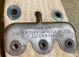 MILITARY ISSUE = WW 1 CANVAS WEB BELT, WW 2 LEATHER FLAP HOLSTER - MAGAZINE POUCH = TWO MAGAZINES = BRASS FURNITURE - 4 of 8