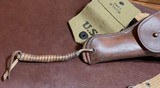 MILITARY ISSUE = WW 1 CANVAS WEB BELT, WW 2 LEATHER FLAP HOLSTER - MAGAZINE POUCH = TWO MAGAZINES = BRASS FURNITURE - 8 of 8