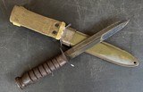 WW 2 FIGHTING KNIFE = CASE M3 = USM8 SHEATH (snap works ) 7 GROOVE = ORIGINAL BLUEING W/ LIGHT SCABBARD WEAR - 2 of 6