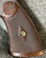 TRIPLE LOCK , 1908 = .44 SPECIAL = ORIGINAL WALNUT GRIPS # TO THE GUN = 5 INCH SPECIAL ORDER BARREL =FACTORY FINISH @93% = SERIAL 1488 INDICATES EARLY - 15 of 17