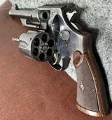 TRIPLE LOCK , 1908 = .44 SPECIAL = ORIGINAL WALNUT GRIPS # TO THE GUN = 5 INCH SPECIAL ORDER BARREL =FACTORY FINISH @93% = SERIAL 1488 INDICATES EARLY - 1 of 17