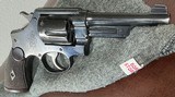 TRIPLE LOCK , 1908 = .44 SPECIAL = ORIGINAL WALNUT GRIPS # TO THE GUN = 5 INCH SPECIAL ORDER BARREL =FACTORY FINISH @93% = SERIAL 1488 INDICATES EARLY - 3 of 17