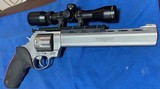 RAGING 22 HORNET = 10 INCH RIBBED BARREL = STAINLESS = PREMIRE SCOPE = CUSHIONED GRIPS = TAURUS HAND CANNON - 2 of 10
