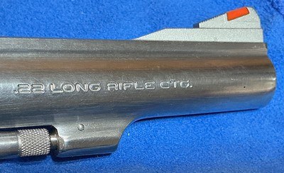 MODEL 63 no dash = SMITH & WESSON = NICKEL = 4 INCH = FACTORY GRIPS # TO THE GUN = 6 SHOT .22 LR - Image 5 of 9