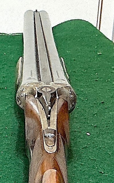 SINGLE TRIGGER = AYA = SIDE X SIDE = MADE 1949 = 12.Ga. = ENGRAVED = CHECKERED = MADE IN SPAIN = 98% = - Image 6 of 15