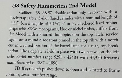 SAFETY HAMMERLESS ,, 2nd model.38 CALIBER = MADE 1887/88 = NICKEL = GENUINE FACTORY INSTALLED MOTHER OF PEARL GRIPS - Image 14 of 14