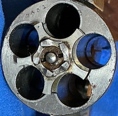 SAFETY HAMMERLESS ,, 2nd model.38 CALIBER = MADE 1887/88 = NICKEL = GENUINE FACTORY INSTALLED MOTHER OF PEARL GRIPS - Image 12 of 14