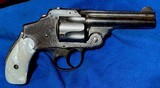 SAFETY HAMMERLESS ,, 2nd model.38 CALIBER = MADE 1887/88 = NICKEL = GENUINE FACTORY INSTALLED MOTHER OF PEARL GRIPS - Image 4 of 14