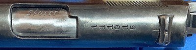ARGENTINE = COLT = .45 ACP = NUMBERS MATCH = FAUX PEARLIZED GRIPS = SOLID = MECHANICALLYPERFECT = BLUE SLIDE = POLISHED FRAME - Image 11 of 17