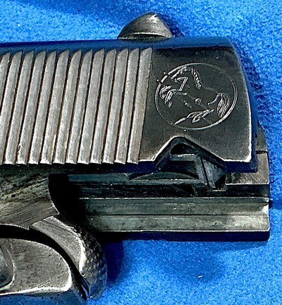 ARGENTINE = COLT = .45 ACP = NUMBERS MATCH = FAUX PEARLIZED GRIPS = SOLID = MECHANICALLYPERFECT = BLUE SLIDE = POLISHED FRAME - Image 13 of 17