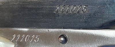 ARGENTINE = COLT = .45 ACP = NUMBERS MATCH = FAUX PEARLIZED GRIPS = SOLID = MECHANICALLYPERFECT = BLUE SLIDE = POLISHED FRAME - Image 7 of 17