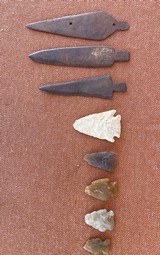 Arrowheads, 5- flint and 3- old Trading Points - 1 of 1