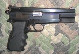 Browning Arms Hi-Power 9mm Pistol with full length Bo-MAR adjustable sight Pachmeyer Grips. - 1 of 8