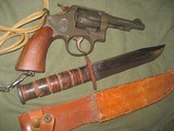 U.S.M.C. S&W Victory Model Revolver with USMC Kabar Fighting Knife with Leather Sheath - 2 of 11