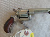 ANTIQUE FRENCH PINFIRE FOLDING TRIGGER REVOLVER NICKEL - 2 of 9