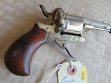 ANTIQUE FRENCH PINFIRE FOLDING TRIGGER REVOLVER NICKEL - 3 of 9