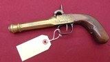 SOLD --LARGER FRAME ANTIQUE BRASS PERCUSSION PISTOL BELGUIM 50 CAL BOOT GUN - 4 of 10