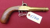 SOLD --LARGER FRAME ANTIQUE BRASS PERCUSSION PISTOL BELGUIM 50 CAL BOOT GUN - 1 of 10