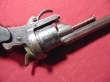 ANTIQUE - BELGIAN ENGRAVED PINFIRE REVOLVER - 8 of 11