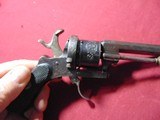 ANTIQUE - BELGIAN ENGRAVED PINFIRE REVOLVER - 11 of 11