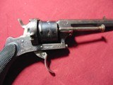 ANTIQUE - BELGIAN ENGRAVED PINFIRE REVOLVER - 4 of 11