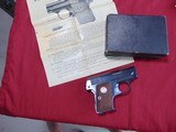 SOLD -- COLT 1908 VEST POCKET 25ACP SEMI AUTO PISTOL - MINTY WITH BOX MADE MADE 1934 - 1 of 12