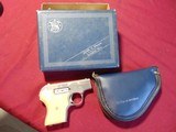 Sold-SMITH & WESSON MODEL 61-3 NICKEL SEMI AUTO PISTOL 22LR WITH BOX - 1 of 13