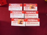 sale pending--6 BOXES - FEDERAL 222 REMINGTON AMMO 50 GRAIN SOFT POINT BULLET - 120 ROUNDS - 1 of 5