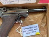 WWII MAUSER 42 P08 LUGER SEMI AUTO PISTOL 9MM DATED 1940 - 5 of 17