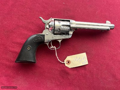 COLT SINGLE ACTION ARMY REVOLVER 45 COLT NICKEL FINISH MADE 1921