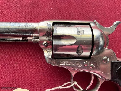COLT SINGLE ACTION ARMY REVOLVER 45 COLT NICKEL FINISH MADE 1921 - Image 6 of 14