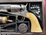 CASED COLT 1860 ARMY REVOLVER N.Y. ENGRAVED ,CHECKERED IVORY GRIPS. - 3 of 25