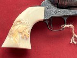 U.S.F.A. CUSTOM ENGRAVED SINGLE ACTION REVOLVER 45 COLT - CARVED IVORY GRIPS - 2 of 17