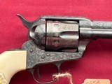 U.S.F.A. CUSTOM ENGRAVED SINGLE ACTION REVOLVER 45 COLT - CARVED IVORY GRIPS - 4 of 17
