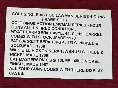 COLT SINGLE ACTION ARMY REVOLVER LAWMAN SERIES ~ WILD BILL HICKOK ~45LC MADE IN 1969 ~ Sale $3250.00 - Image 9 of 10