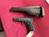 BROWNING FN HI POWER CANADIAN INGLIS SEMI AUTO PISTOL 9MM WITH STOCK