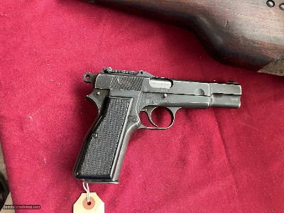 BROWNING FN HI POWER CANADIAN INGLIS SEMI AUTO PISTOL 9MM WITH STOCK - Image 7 of 24