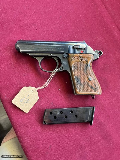 WARTIME GERMAN WALTHER PPK SEMI AUTO PISTOL 7.65mm EAGLE OVER N