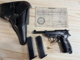 WWII GERMAN NAZI P38 SEMI AUTO PISTOL WITH CAPTURE PAPERS