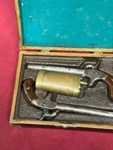 ANTIQUE SET OF DUELING PISTOLS. CASED WITH FLASK - 2 of 11