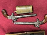 ANTIQUE SET OF DUELING PISTOLS. CASED WITH FLASK - 5 of 11