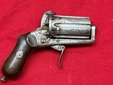 ANTIQUE ~ FRENCH PINFIRE 6 BARREL DERRINGER PISTOL - 2 of 8